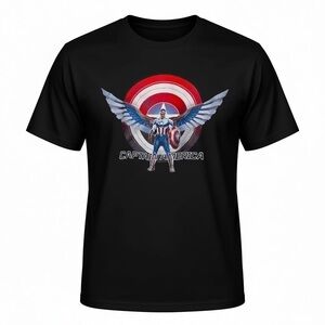 MARVEL | Men’s Captain America Black Shirt Size XL